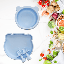 Load image into Gallery viewer, Sleepytot Teddy Silicone Suction Feeding Set -Plate, Bowl & Cutlery