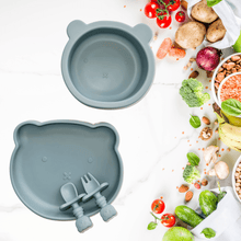 Load image into Gallery viewer, Sleepytot Teddy Silicone Suction Feeding Set -Plate, Bowl & Cutlery