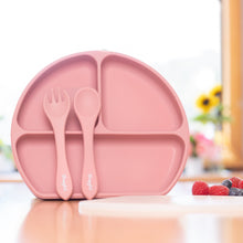 Load image into Gallery viewer, Sleepytot Silicone Divided Plate &amp; Lid with Fork &amp; Spoon &amp; Cup
