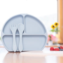 Load image into Gallery viewer, Sleepytot Silicone Divided Plate &amp; Lid with Fork &amp; Spoon &amp; Cup
