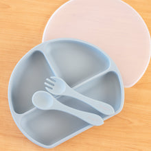 Load image into Gallery viewer, Sleepytot Silicone Divided Plate &amp; Lid with Fork &amp; Spoon &amp; Cup
